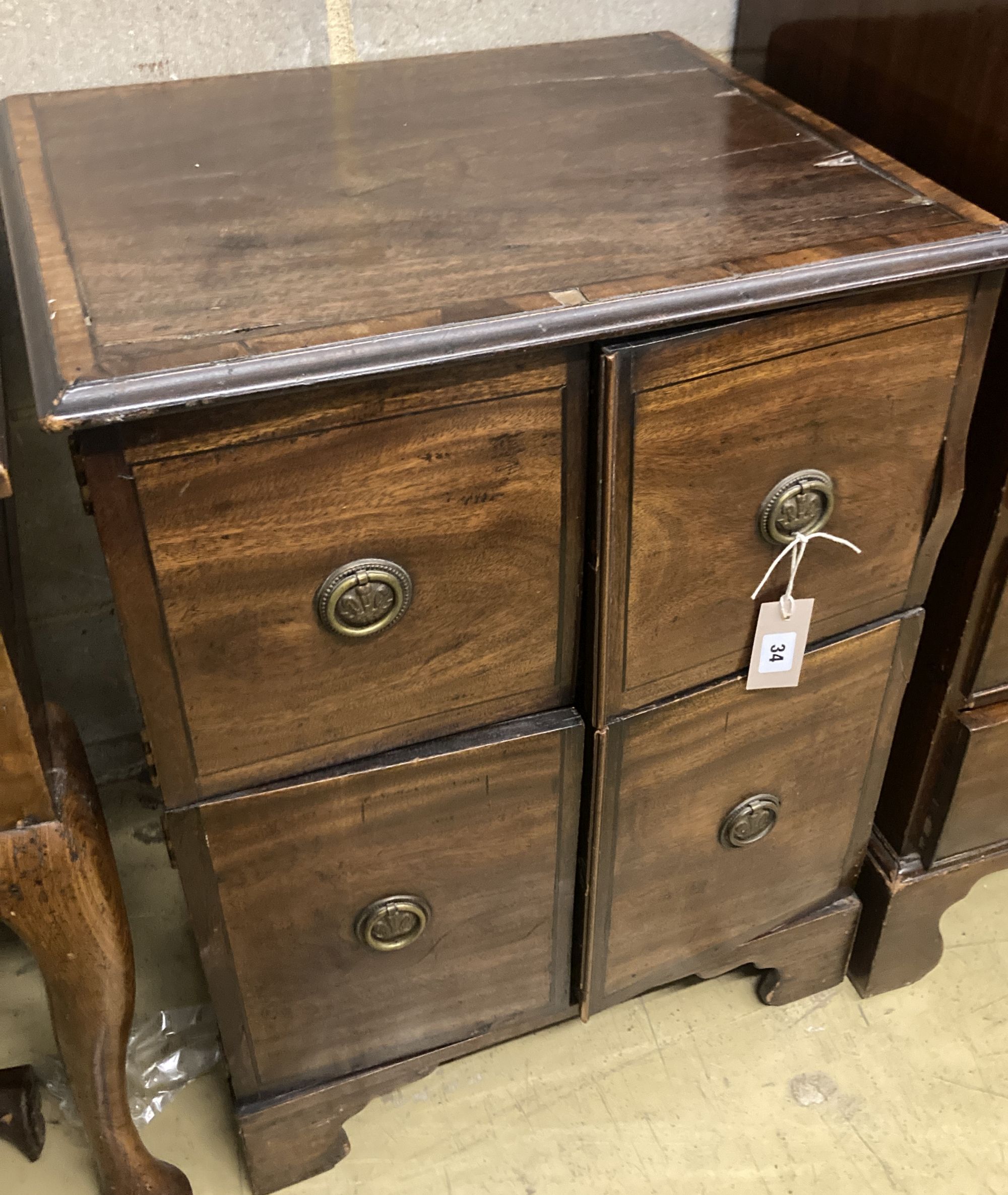 A George III mahogany commode, width 54cm depth 45cm height 72cm